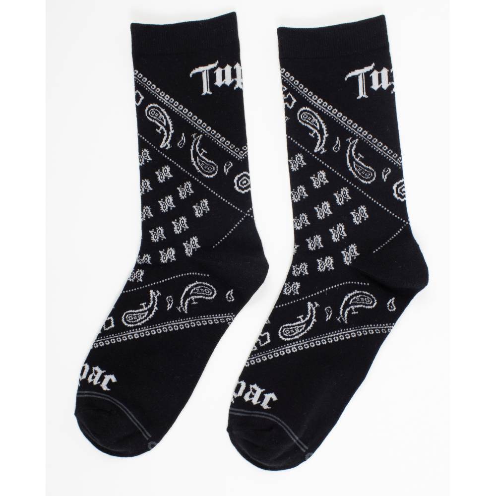 Tupac - Bandana 3 Pair Crew Sokken - Zwart/Wit